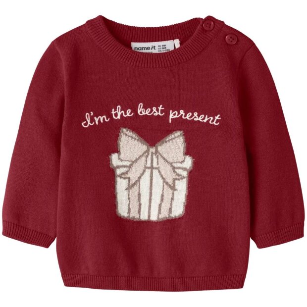 name it Baby Weihnachten Strickpullover Geschenk - Red Dahlia