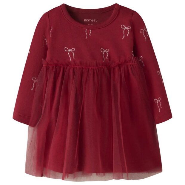 name it Baby Weihnachten Tüllkleid Schleifen - Red Dahlia
