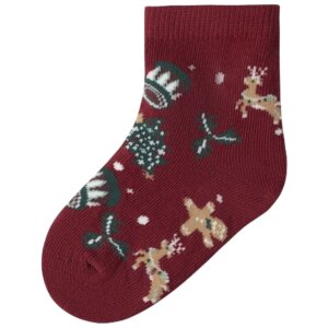 name it Baby Weihnachten Socken - Burgundy