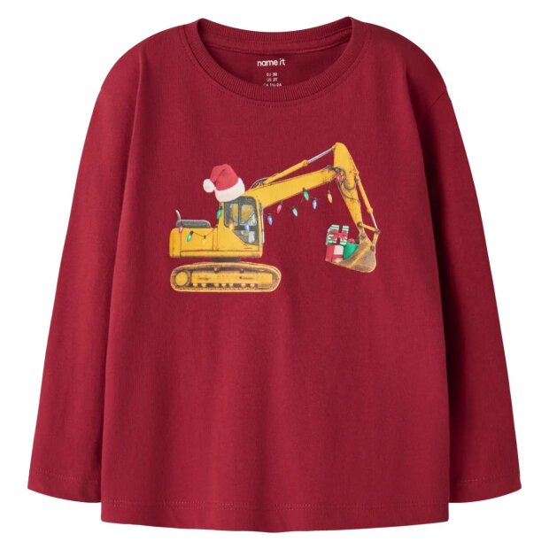 name it Shirt langarm Weihnachten Bagger - Red Dahlia Excavator