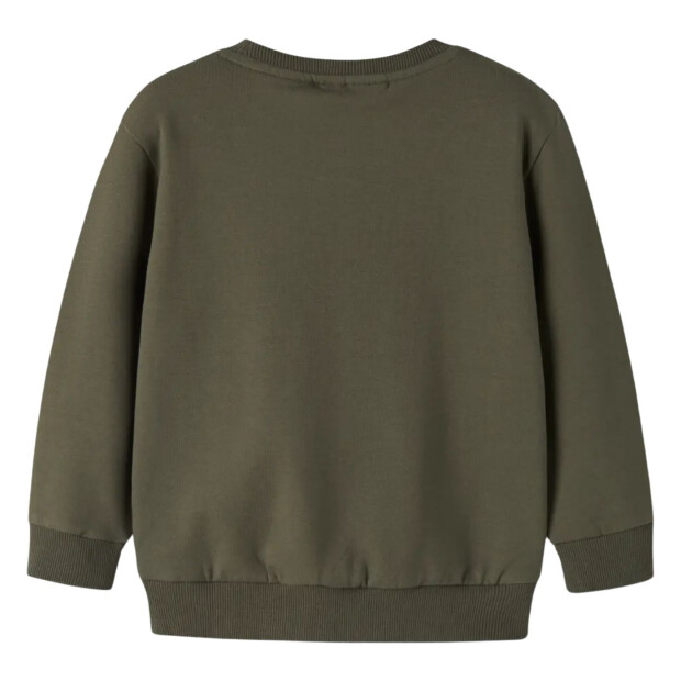 name it angerauter Sweater mit Tasche Baustelle - Olive Night Excavator