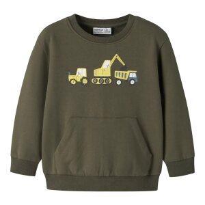 name it angerauter Sweater mit Tasche Baustelle - Olive...