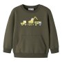 name it angerauter Sweater mit Tasche Baustelle - Olive Night Excavator