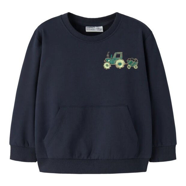 name it angerauter Sweater mit Tasche Traktor - Navy Blazer Tractor Green