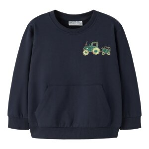 name it angerauter Sweater mit Tasche Traktor - Navy...