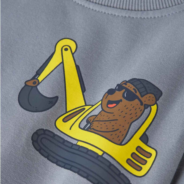 name it angerauter Sweater mit Tasche Bär Bagger - Tradewinds Bear Excavator