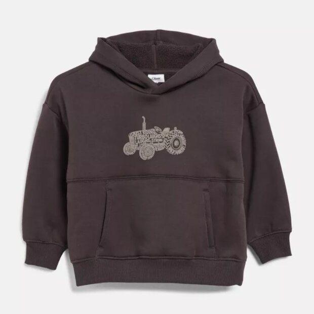 S.Oliver Oversize Hoodie mit Print und Fleece-Innenseite - Dunkelbraun