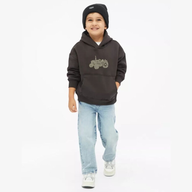 S.Oliver Oversize Hoodie mit Print und Fleece-Innenseite - Dunkelbraun