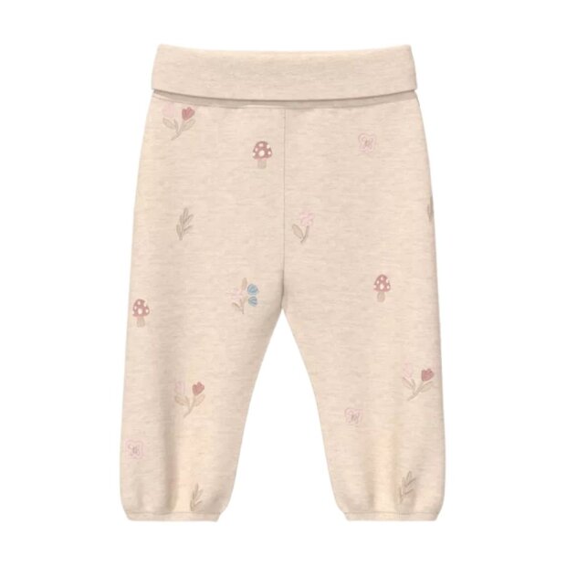 S.Oliver Unisex Jogginghose mit All-over-Stickerei Pilze - soft beige melange aoe