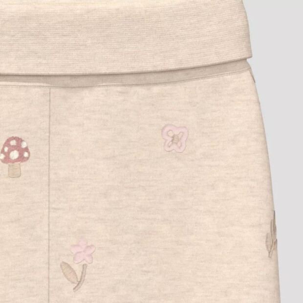 S.Oliver Unisex Jogginghose mit All-over-Stickerei Pilze - soft beige melange aoe