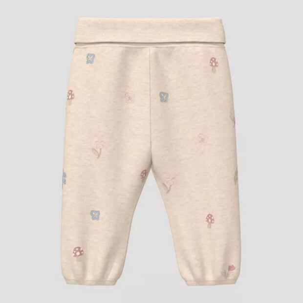 S.Oliver Unisex Jogginghose mit All-over-Stickerei Pilze - soft beige melange aoe
