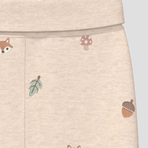 S.Oliver Unisex Jogginghose mit All-over-Stickerei Fuchs - soft beige melange aoe
