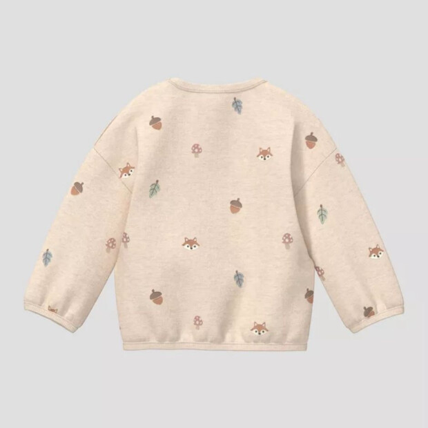 S.Oliver Unisex Sweatshirt im Loose Fit mit All-over-Stickerei Fuchs - beige