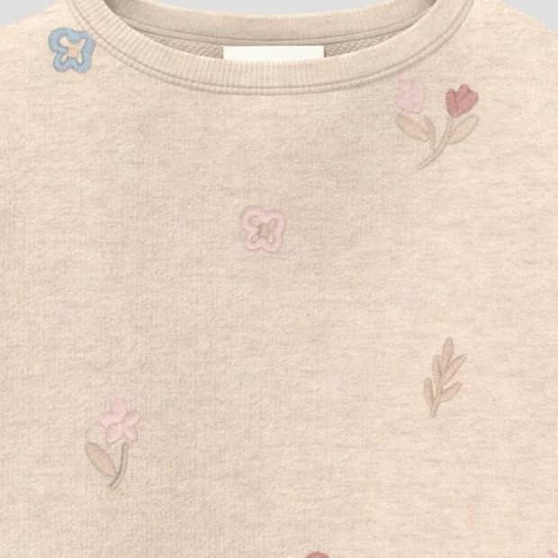 S.Oliver Unisex Sweatshirt im Loose Fit mit All-over-Stickerei Pilze - beige