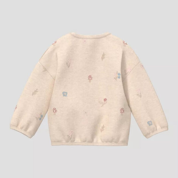 S.Oliver Unisex Sweatshirt im Loose Fit mit All-over-Stickerei Pilze - beige