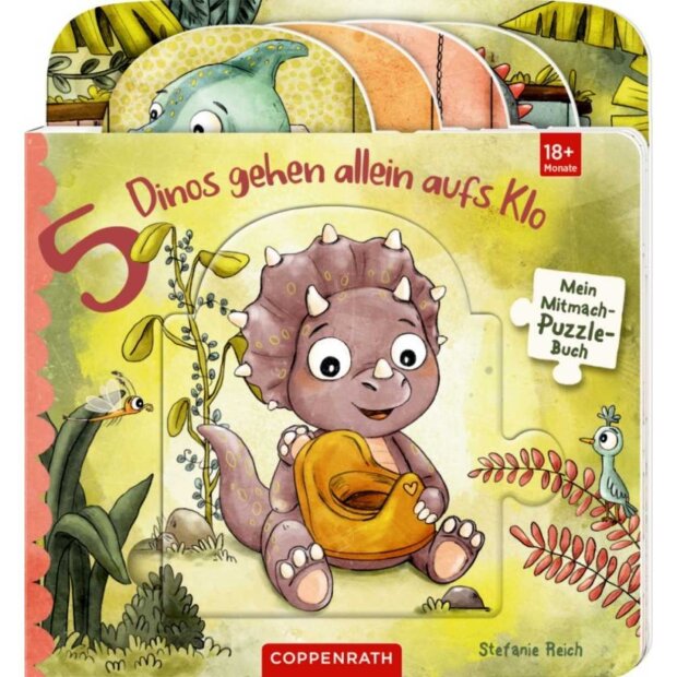 Coppenrath Kinderbuch - Mein Mitmach-Puzzle-Buch: 5 Dinos gehen allein aufs Klo