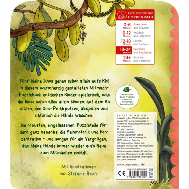Coppenrath Kinderbuch - Mein Mitmach-Puzzle-Buch: 5 Dinos gehen allein aufs Klo
