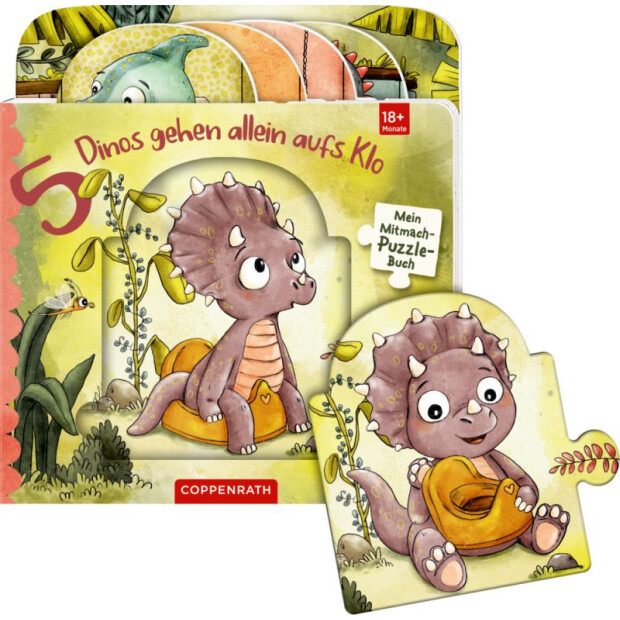 Coppenrath Kinderbuch - Mein Mitmach-Puzzle-Buch: 5 Dinos gehen allein aufs Klo