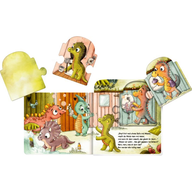 Coppenrath Kinderbuch - Mein Mitmach-Puzzle-Buch: 5 Dinos gehen allein aufs Klo