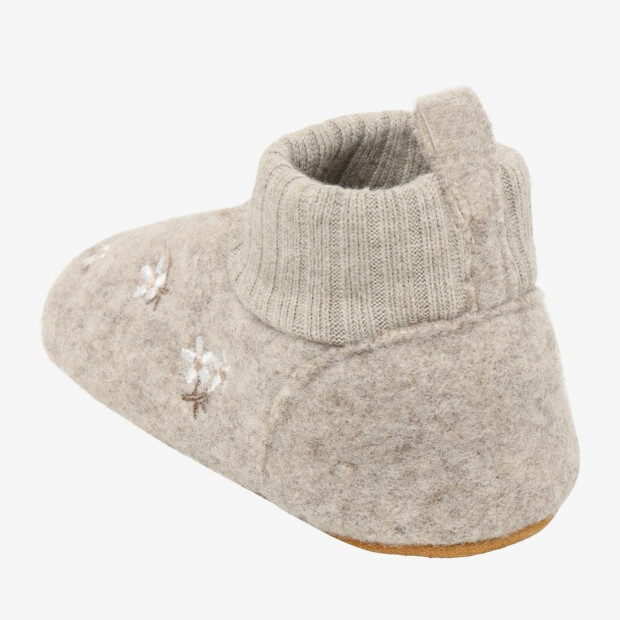 En Fant Woll Hausschuhe Krabbelschuhe - Blumen Sand Melange