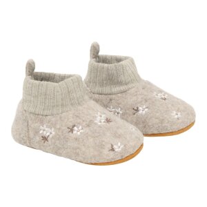 En Fant Woll Hausschuhe Krabbelschuhe - Blumen Sand Melange