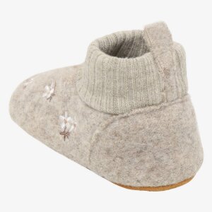 En Fant Woll Hausschuhe Krabbelschuhe - Blumen Sand Melange