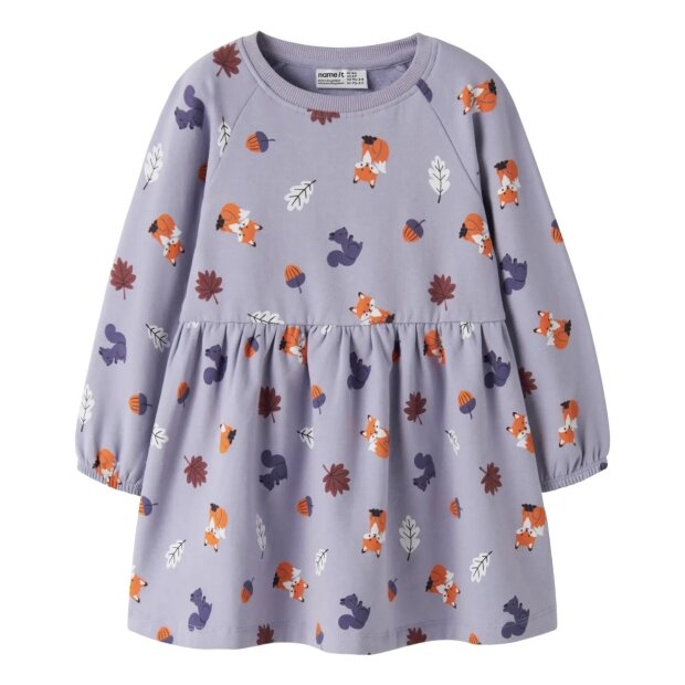name it angerautes Kleid Fuchs & Eichhörnchen - Heirloom Lilac Forest