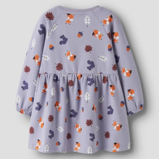 name it angerautes Kleid Fuchs & Eichhörnchen - Heirloom Lilac Forest