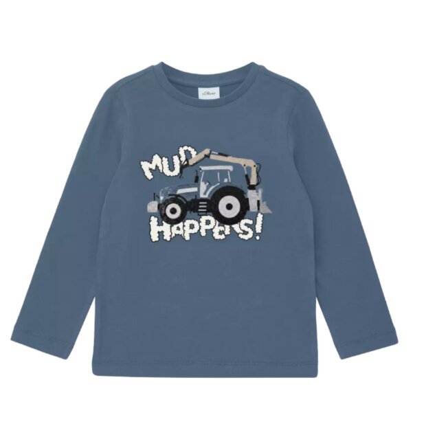S.Oliver Langarm-Shirt mit Pailletten im Regular Fit - mid blue