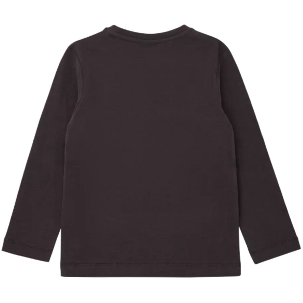 S.Oliver Langarm-Shirt Traktor mit Pailletten im Regular Fit - dark brown