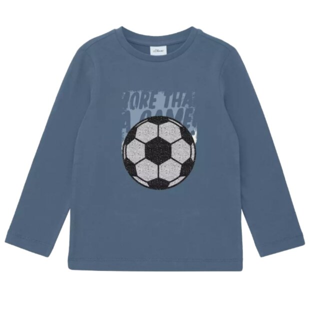 S.Oliver Langarm-Shirt Fußball mit Pailletten im Regular Fit - mid blue