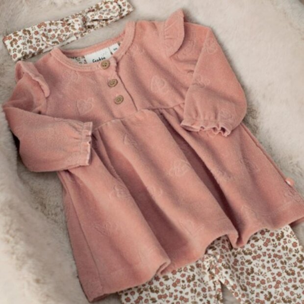 Feetje Baby Samtkleid - Fall in Love Rosa