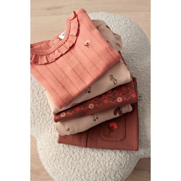 Feetje Baby gerippte Longsleeve pointelle - Forest Garden Rosa