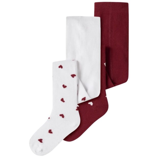 name it 2er Set Strumpfhose Herzchen Bright White Red Dahlia