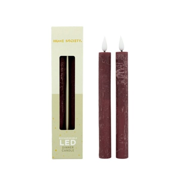 Bridgewater Candle Company 2er Set LED Stabkerzen Recharge - 280 Burgunderrot