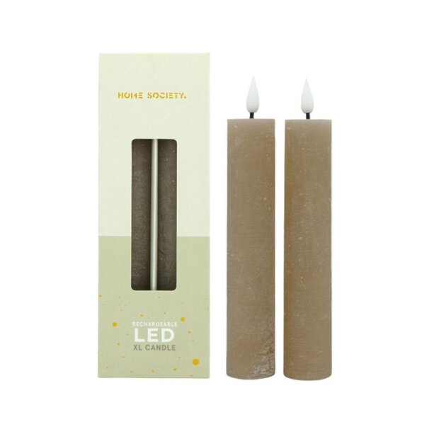 Bridgewater Candle Company 2er Set LED XL Stabkerzen Recharge - 150 Beige
