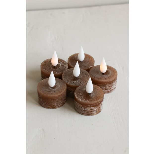 Bridgewater Candle Company 6er Set LED Teelichter Recharge - 330 Dunkelbraun