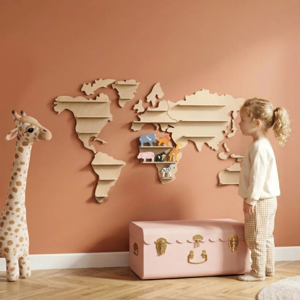 Speedy Monkey Weltkarte Holz inkl. 6 Tiere