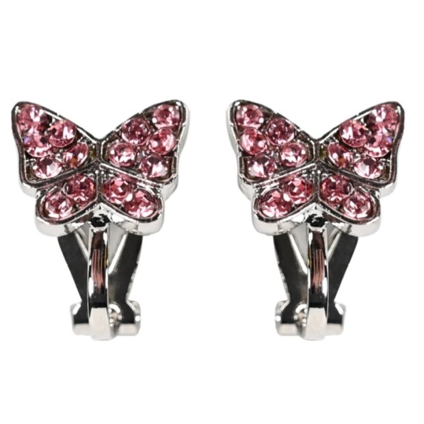 Busy Lizzie Clip Ohrringe - Butterfly Schmetterling Rhinestone