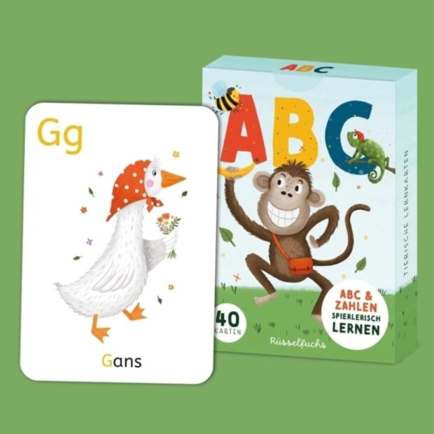 Rüsselfuchs ABC-Kartenset mit 30 Buchstabenkarten und 10 Zahlenkarten