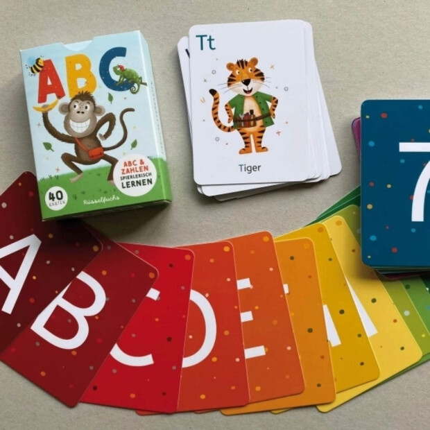 Rüsselfuchs ABC-Kartenset mit 30 Buchstabenkarten und 10 Zahlenkarten