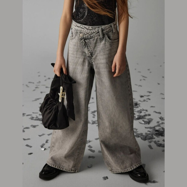name it X-Wide Closure Jeans - Light Grey Denim