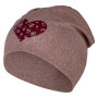 Sterntaler Beanie Herz mit Blumen Melange - rosa melange
