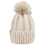 Sterntaler Strickmütze Zopfmuster & Kunstpelz-Pompon - graubeige