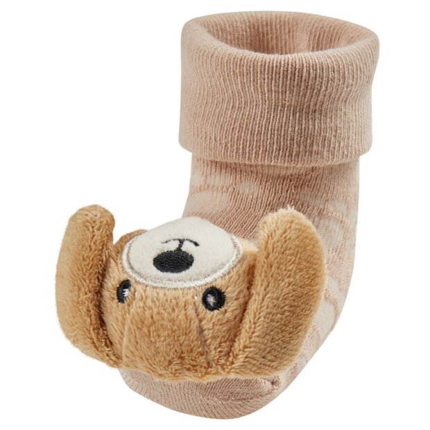 Sterntaler Baby-Rasselsocken Hund – mit Pfötchenprint & Rassel - beige