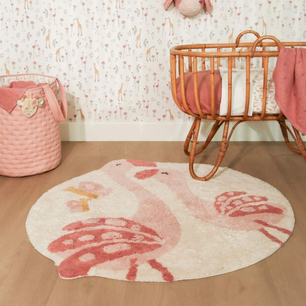 Little Dutch waschbarer Bio-Baumwoll Teppich - Flamingo Rosa