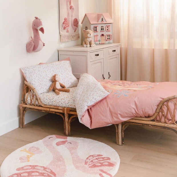Little Dutch waschbarer Bio-Baumwoll Teppich - Flamingo Rosa