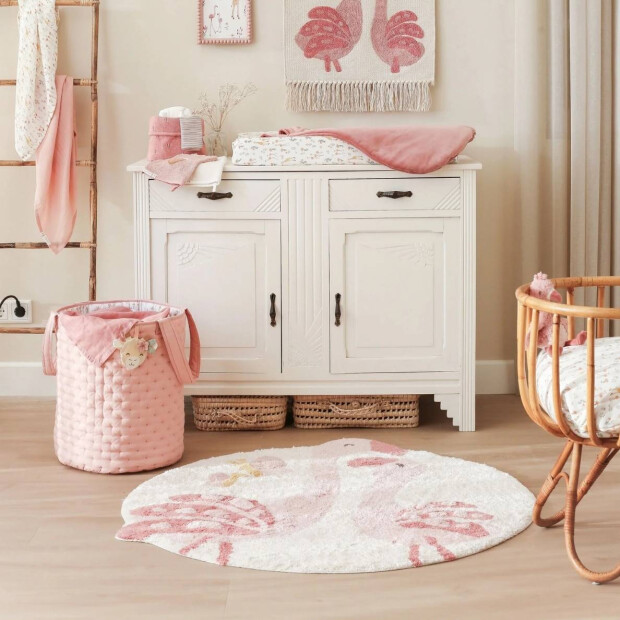 Little Dutch waschbarer Bio-Baumwoll Teppich - Flamingo Rosa