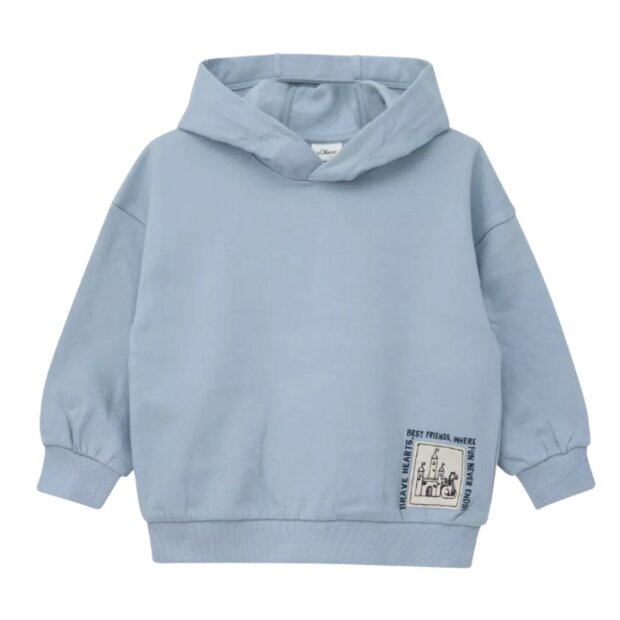 S.Oliver Sweatshirt oversize mit Kapuze und Backprint - hellblau