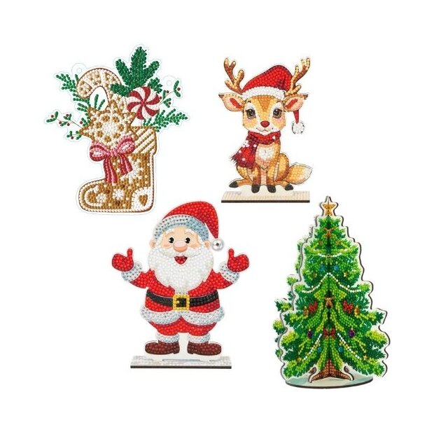 Diamond Dotz Diamond Painting Aufsteller Rentier, Nikolaus, Weihnachtsbaum oder Lebkuchenstrumpf